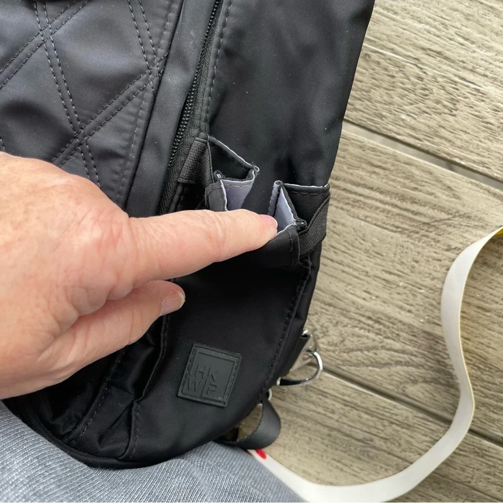 IHKWIP Convertible Black Quilted Sling Bag Backpack